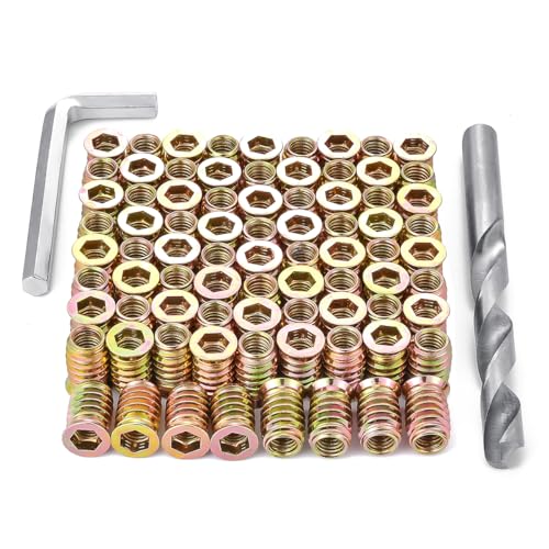 50 Pcs 5/16"-18x20mm Threaded Inserts for Wood for Furniture Reinforcement - size: 5/16"-18x20mm