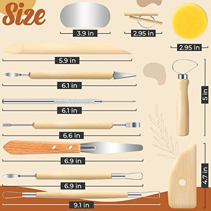 Jetmore 12 Pack Clay Tools Kit, Pottery Tools & Sculpting Tools, Polymer Modeling Clay Cutters Sculpture Set for Carving, Ceramics, Molding, DIY - color: 12 Pack