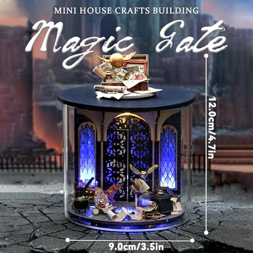 Flever Dollhouse Miniature DIY House Kit Creative Room Dream Bottle Series with Furniture for Romantic Valentine's Gift (Magic Gate) - color: Magic Gate