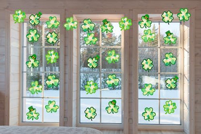 40PCS St. Patricks Day Crafts Bulk: Paper Shamrock Suncatchers, Saint Patrick's DIY Kits, Window Stained Glass Effect Art Supplies(Green) - style: green shamrock