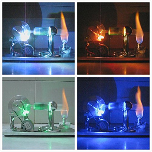 Sunnytech Hot Air Stirling Engine Motor Model Educational Toy Electricity Generator Colorful LED (SC001) - style: SC001