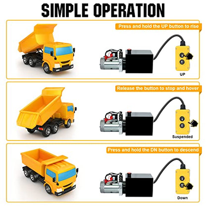 DC HOUSE Hydraulic Power Unit 15 Quart Double Acting Hydraulic Pump DC 12V Power Unit Metal Reservoir for Dump Trailer Car Lifting - size: 15 Quart Double