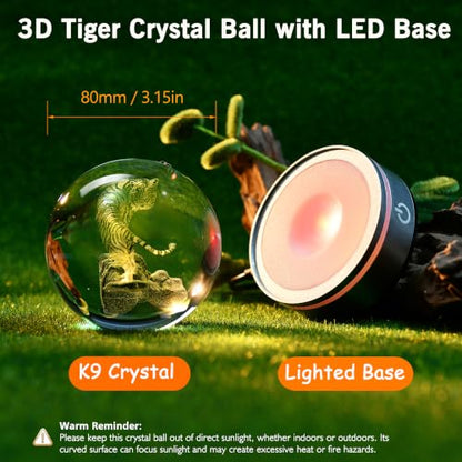 IFOLAINA Tiger Lovers Gifts for Men Women 3D Crystal Ball - color: Tiger