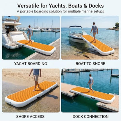 6.6 ft Inflatable Gangway for Boats & Yachts, 500 lb Non-Slip EVA Dock-to-Boat Boarding Ramp, Reinforced PVC Floating Walkway with 4 D-Rings, 4 Handles, Pump & Carry Bag - size: 6.6 ft (78.7 in)