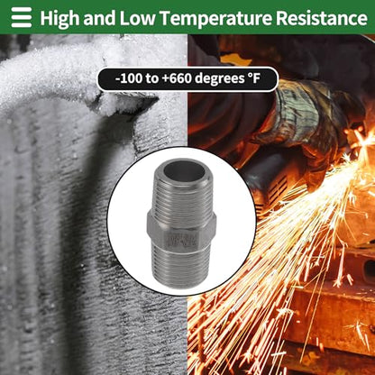 304 Stainless Steel Pipe Fittings 3/8" BSPT Male Hex Nipple Adapter 4 Pcs - size: 3/8" BSPT