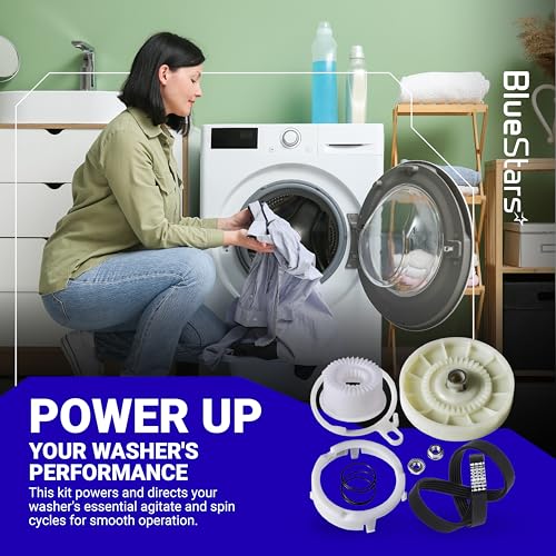 [Upgraded] BlueStars W10721967 Washer Pulley Clutch Kit & W10006384 Belt