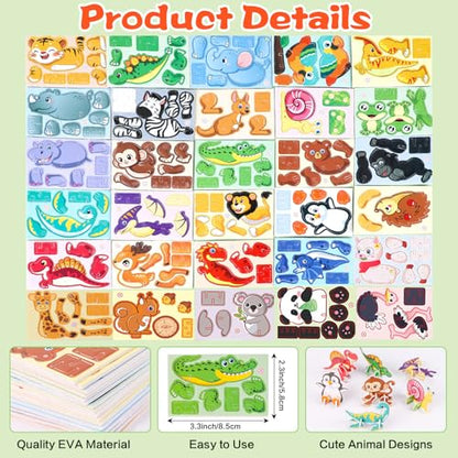 FOIMAS 3D Animal Puzzles for Kids,30 Pack Educational Jungle Animal Puzzle Dinosaur Farm Animals for Kids Classroom Prize Gifts Party Favor Supply