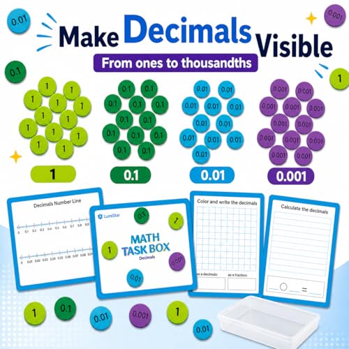 Math Task Box Set Place Value Decimals, 5 Boxes