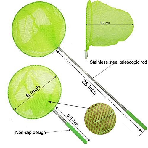 #1 M-jump 3 Pack Colored Telescopic Butterfly Nets - Great for Catching Insects Bugs Fishing - Outdoor Toy for Kids Playing - Extendable from 6.8" to 34"…