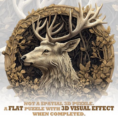 KAAYEE Wooden Puzzles for Adults Deer Jigsaw Puzzle 17.3 * 17.1in 425pcs - color: Deer, size: X-Large