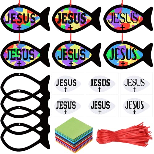 Sinload 24 Sets Jesus Faith Fish Craft Kit, Christian Vbs Crafts - style: Fish