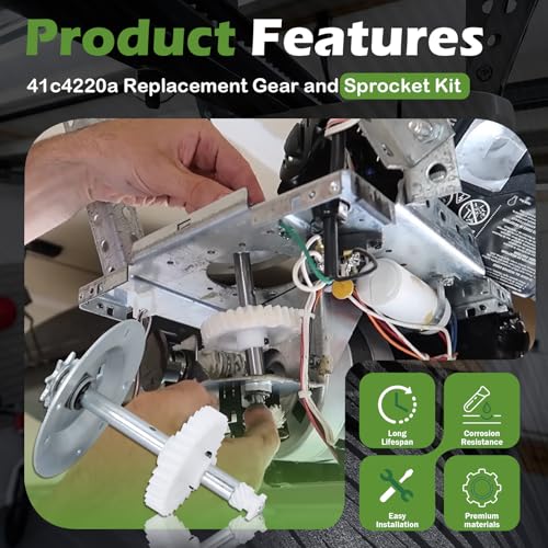 41c4220a Replacement Gear and Sprocket Kit with Aluminum Alloy Drive and Worm Gear Compatible with 1984-2025 Liftmaster Chamberlain Sears Craftsman 1/3 1/2 HP Chain Drive Models Replace 41A2817