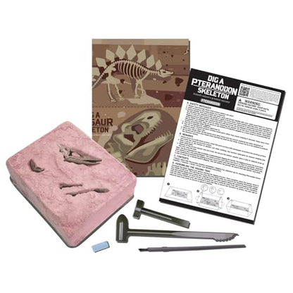 4M Dig a Pteranodon Skeleton Kit for Kids Ages 8-12 – Flying Reptile Fossil Excavation Set with 15 Realistic Bones, STEM Paleontologist Digging Kit with Hammer, Chisel & Brush, Educational Gift