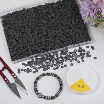 4000pcs Clay Beads - Gray, 6mm Heishi Bead Polymer Flat Round Disc Bulk Beads for Jewelry Making,DIY Friendship Bracelet and Necklace Craft - color: Gray