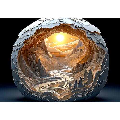 Blueforest 3D Visual Dawn Inside a Cave Puzzles for Adults 1000 Pieces - color: Dawn Cave