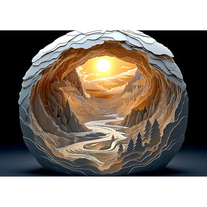 Blueforest 3D Visual Dawn Inside a Cave Puzzles for Adults 1000 Pieces - color: Dawn Cave