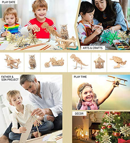 Puzzled 3D Puzzle Snowflake Ornaments Construction Kit, 12pcs - Set of 3