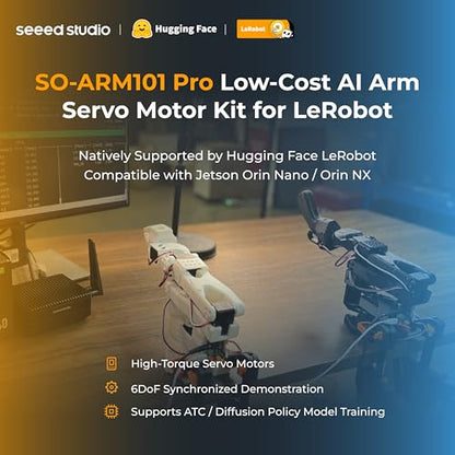 AI Robotic Arm Kit with Servo Motors – LeRobot SO-ARM101 Pro Low-Cost (Without 3D Printed Parts) | 6-DOF, Open-Source, Compatible with NVIDIA Jetson - size: Servo Motors Kit