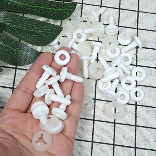 TOAOB 20 Set 15mm Doll Joints for Amigurumis Crochet White Movable Plastic Animals Safety Joints for Crochet Accessories Stuffed Animals Crafts Puppets Limbs and Arm Leg Neck Joints Doll Making - size: 15mm
