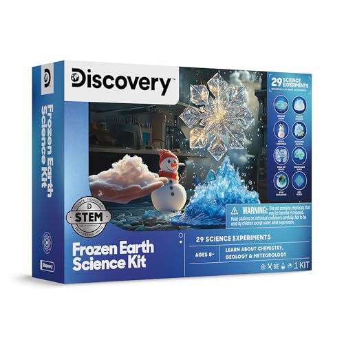 Discovery Frozen Earth Science Kit for Kids| 29 Science Experiments| Grow Crystals, Instant Snow, Snowflake Slime, Frozen Volcano| STEM Chemistry Activity Set| Educational Learning Toy| Gift Ages 8+