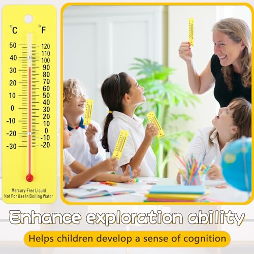 Maitys 50 Pcs Science Thermometers Mercury Free Student School Supplies Boiling Point Dual Scale Thermometers for Classroom Teaching Tools (Yellow) - color: Yellow