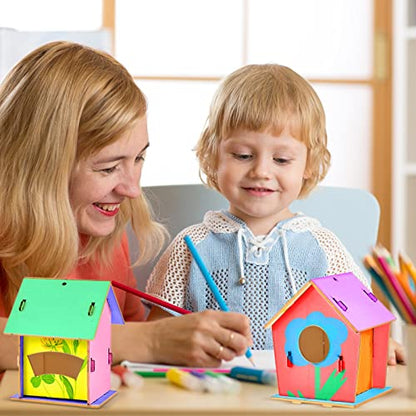 Juexica 15 Pcs DIY Wooden Birdhouse Kit for Kids to Paint Craft Art Modern - color: Modern