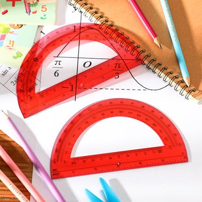 EBOOT 2 Pack Plastic Protractor 180 Degree Math Protractors 6 Inch,Red - color: Red