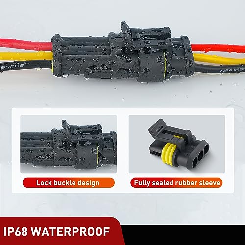 Nilight 280PCS 3 Pin Electrical Connector ‎Plug with Male Female Terminals - size: 3Pin Connector 200Pcs