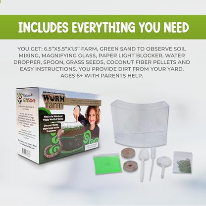 Worm Farm for Kids Kit with 20 Live Composting Worms, All-in-One Bundle - style: Farm+Live Worms