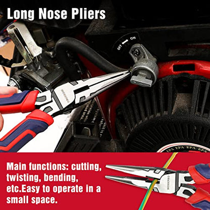WORKPRO 4-Piece Pliers Set, Premium CR-V Construction Tool Set - color: Red