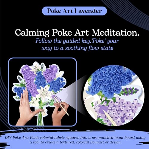 Unwynd Poke Art Lavender Flower Bouquet Kit for Adults, Women and Teens - style: Lavender