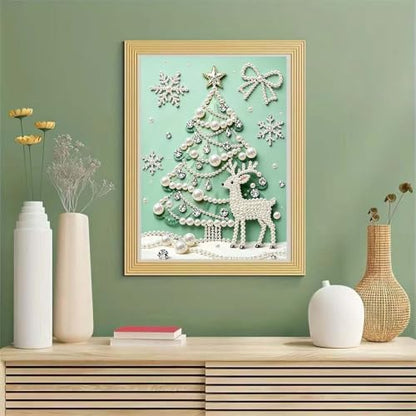 Christmas Tree Pearl Diamond Art Kits For Adults,Elk Diamond Painting Kit - color: GM8872