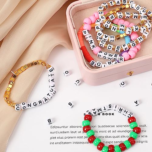 Augshy 1400pcs Square Acrylic Alphabet Beads for DIY Jewelry Making - color: White