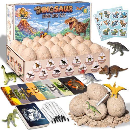 Dinosaur Eggs Digging Kit, Dino Party Favors for Kids Age 3-12 (Pack of 24) - color: 24 Dinosaur Eggs