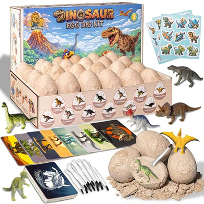 Dinosaur Eggs Digging Kit, Dino Party Favors for Kids Age 3-12 (Pack of 24) - color: 24 Dinosaur Eggs