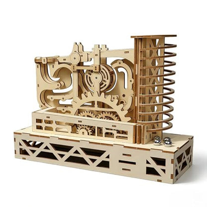 3D Wooden Puzzles for Adults, Motorized Marble Run Spiral Model Kit - Natural Wood DIY Craft Building Set, Unique Gift for Adults Men Women