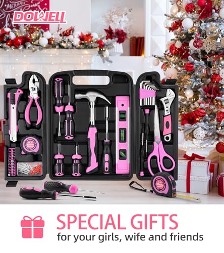 DOWELL 123-Piece Pink Home Repair Tool Kit for Women & Girls - size: 123PCS