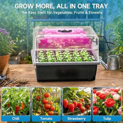 Hon&Guan 30 Cell Self Watering Seed Starter Tray with Growing Lights - color: 1 Set