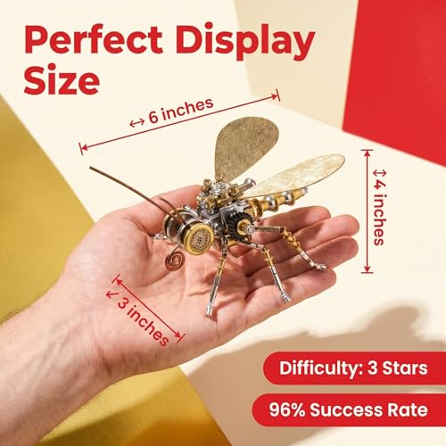 Steampunk Mechanical Insect Butterfly 3D Metal Puzzle Model Kits for Adults 150+ Parts Stunning Desk Decor Christmas & Birthday Gift for Men Adults Hobbyists (Butterfly-HD5) - style: Butterfly-HD5