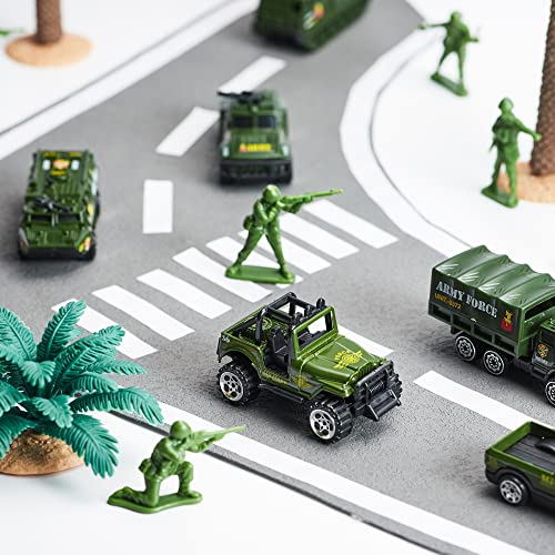 JOYIN 25 in 1 Military Kids Truck Toys for Age 3+, Kids Boy Toys, Army Men Tanks Set with Soldier Men, Mini Battle Cars in Carrier Truck with Lights and Sounds, Gifts for Grandkids - style: Military Truck