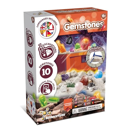 Science4you Gemstone Dig Kit for Kids – Learn About Gemstones & Archeology with This Excavation Kit, Discover All the Incredible Minerals, A Archeology Gift for Boys & Girls Age 6 7 8 9+ - style: 1. Gemstone Excavation Kit