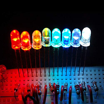 Novelty Place 100pcs 5mm Clear LED Diode Lights - Bright Transparent DC 3V 20mA Light Emitting Diode LED Bulbs - DIY Science Project Electronic Components Lighting Kit-Red Light - color: Red