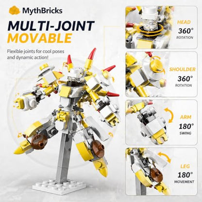 STEM Mini Robot Berserker Building Blocks Building Toy Kit, 185PCS Mech Model, Mech Robot & Turret Model with Transforming Features, Robots Toy Building Kit for Ages 6+ Yellow - color: Yellow