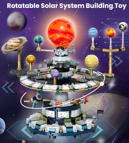 Rotatable Solar System Building Set, Space Exploration Building Blocks Set, Solar System Toys for Birthday for Teens Ages 12-14+ (963pcs)