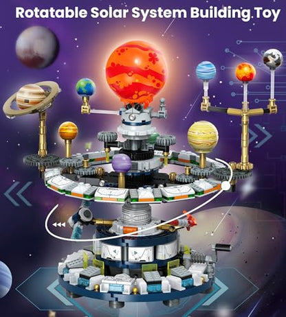 Rotatable Solar System Building Set, Space Exploration Building Blocks Set, Solar System Toys for Birthday for Teens Ages 12-14+ (963pcs)