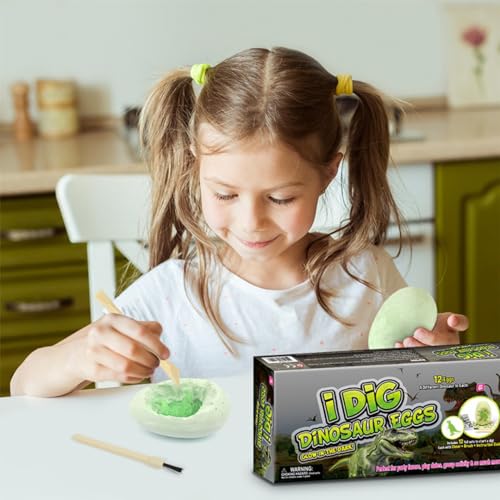 12-Pack Glow in the Dark Dinosaur Excavation Kit for Kids - Educational STEM Fossil Digging Egg Activity – Dig up & Discover Real Dino, Scientific Archaeology Set for Boys & Girls - style: Glow Dino