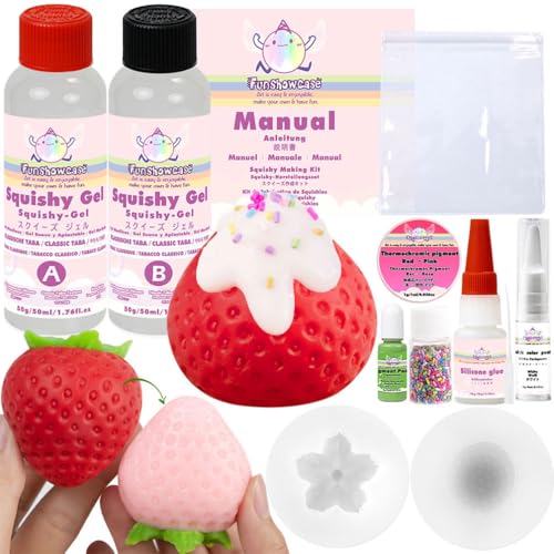 Strawberry Taba Squishy Kit Mold+Silicone Gel+Powder - color: Strawberry