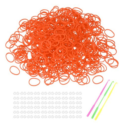 MECCANIXITY 1800 Pcs Loom Rubber Bands Kit with 75 Pcs S-Clips 3-Hooks Rubber Bands Refill Bracelet Making Kits for Weaving DIY Handcrafts Gift, Orange Red - color: Orange Red