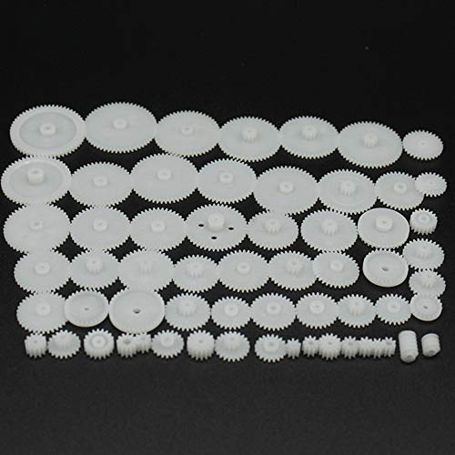 58PCS White Plastic Gears Small Motor Gears for RC Car Motor Toy Model DIY Helicopter RC Toy Replacement Accessories Module 0.5