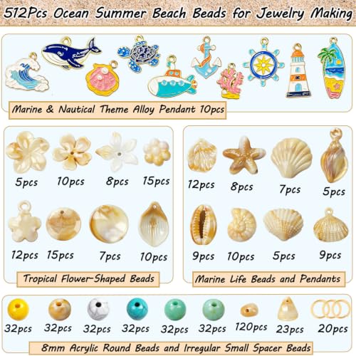 DIY Bead Kit for Jewelry Making, 8MM Two-Tone Acrylic Beads Ocean & Bohemian Style Faux Turquoise Bead White Crack Bead for Summer Beach Necklace Earring Bracelet Craft DIY Accessory (Camel+Blue) - color: Camel+Blue
